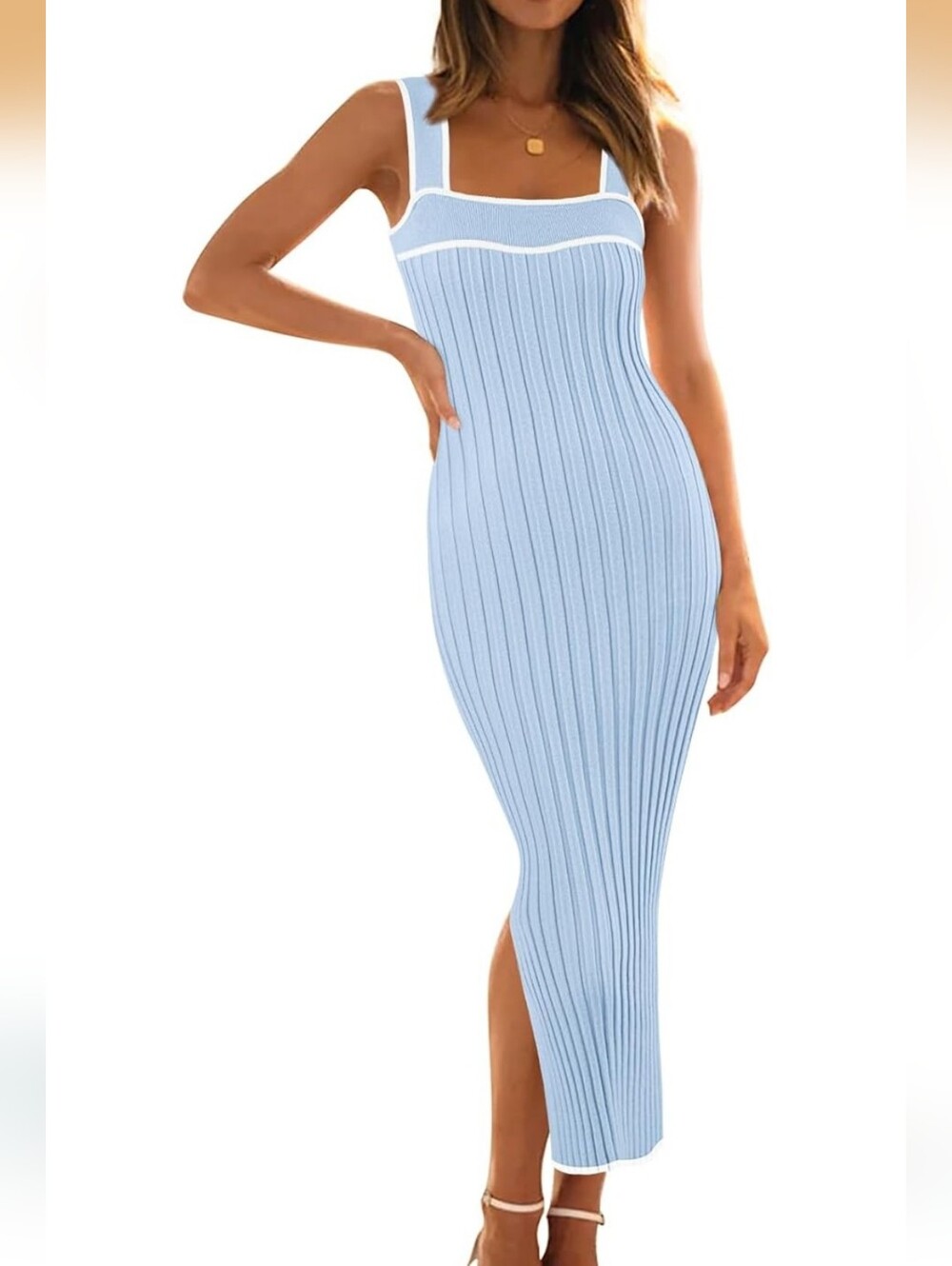 Merokeety Ribbed Knit Tank Midi Dress, NWT